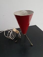 Lampada da Tavolo Anni 60 TV Tripode Ottone Alluminio Rosso Made in Italy
