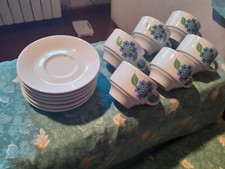 Set 6 Tazzine Da Caffè Con Piattini Sebring Porcellana Stile Vintage 