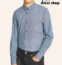 CAMICIA SLIM MICROFANTASIA ARMANI EXCHANGE UOMO 6ZZC60 ZNALZ BLU/GRIGO 5524