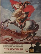 Courvoisier Cognac 1975 Stampa d'epoca Pubblicità Napoleone su cavallo bianco