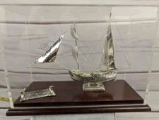 Miniatura argento 950 Cristoforo Colombo Santa Maria modello nave barca a vela 