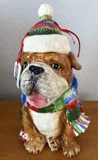 Cappello e sciarpa Blue Sky Clayworks NATALE INGLESE BULL DOG nuovo con etichetta