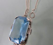 CIONDOLO ART DECO ARGENTO e COLLANA 838/1000 argento pietra blu SILVER PENDANT