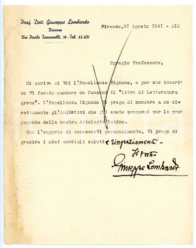 1941 firenze lettera giuseppe - lettera,