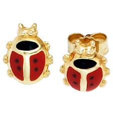 Orecchini A Forma Di Coccinella In Oro Giallo 333 Per Bambini