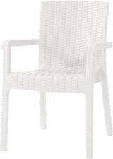 Domus Sedia da Giardino in Resina effetto Rattan con Braccioli Bianco Kreta