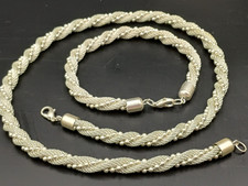PARURE TORCHON METALLO ARGENTATO - BRACCIALE E COLLANA