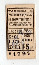 BIGLIETTO TICKET EDMONSON   PALERMO  CALTANISSETTA    TARIFFA  5    26-10-1953