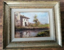 Francesco Mancini PAESAGGIO olio su tavola 45 x 54.5 cm primi 900 