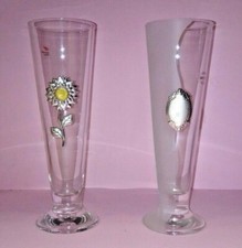 Coppia Vasetti Monofiore Cristallo e argento Prodotto Italiano altezza 21x7 cm