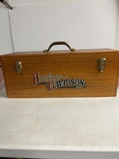 RARA CASSETTA DEGLI ATTREZZI VINTAGE HARLEY DAVIDSON IN ROVERE