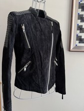 Mango gubbino giacca in pelle chiodo bomber stile motociclista nero