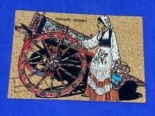 COSTUMI SICILIANI - Cartolina Vintage a Colori IN SUGHERO 