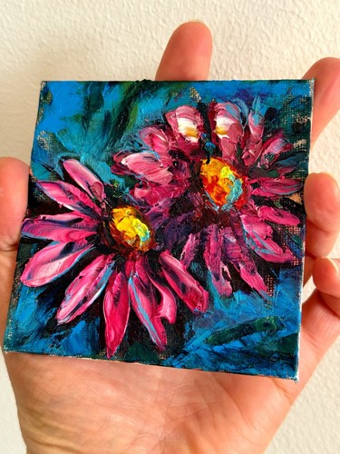 Mini dipinto olio fiore