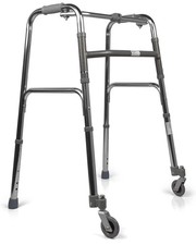 DEAMBULATORE GIRELLO PER ANZIANI 2 RUOTE 2 PUNTALI PIEGHEVOLE ALTEZZA REGOLABILE
