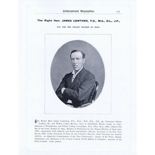JAMES LOWTHER MP per Thanet, Kent - Stampa antica 1904