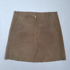 Gonna corta Mango Premium da donna in vera pelle scamosciata A-Line taglia EU...