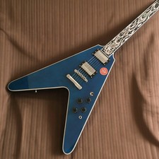 new FLY V electric guitar blue