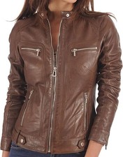 Giacca donna biker vera pelle pelle di agnello moto donna cappotto nero