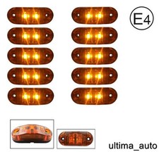 10 X Ambra 24 V 2 LED Laterali Indicatori Luci Camion Rimorchio Omologato Punto