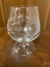Mid-Century moderno cristallo brandy vetro 4 5/8” taglio fiordaliso c.1959