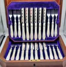 BUONA CUSTODIA SET 24 ANTICHE POSATE DA DESSERT ARGENTO STERLING BIRMINGHAM 1870
