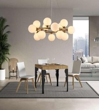 Lampadario a sospensione con 15 sfere sfera bianca attacco g9 metallo bronzo