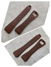 70s TISSOT SIDERAL ORIGINAL RUBBER STRAP BRACELET WATCH UHREN BROWN 17,5mm NOS