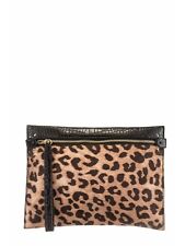 Borsa donna pochette trousse a mano animalier leopardata moda invernale