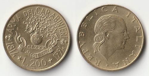 1994 italy 200 lire - lire, coin