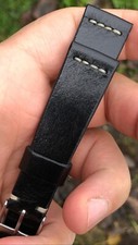 20 mm Glossy Black Leather watch Strap for vintage watches like datejust chrono