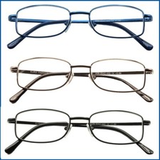 occhiali da lettura vista uomo metallo rettangolari diottrie + 1 1.5 2 2.5 3 3.5