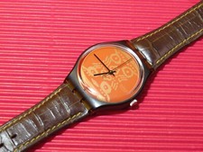REFURBISHED / Swatch SKIN PRINT quasi nuovo con cinturino in pelle marrone