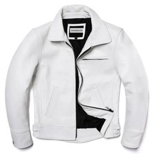 Giacca uomo pelle bianca biker