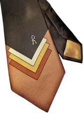 Roberta Di Camerino Vintage Tie Rare Piece Silk 100% Brown 9,5 Cm Wide Perfect