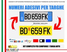 KIT 7 LETTERE E NUMERI ADESIVI PRESPAZIATI PER COMPORRE TARGA RIPETITRICE + R