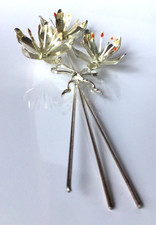 Fiori in Argento 800 Prezioso Oggetto di Argenteria Artigianale Made In Italy