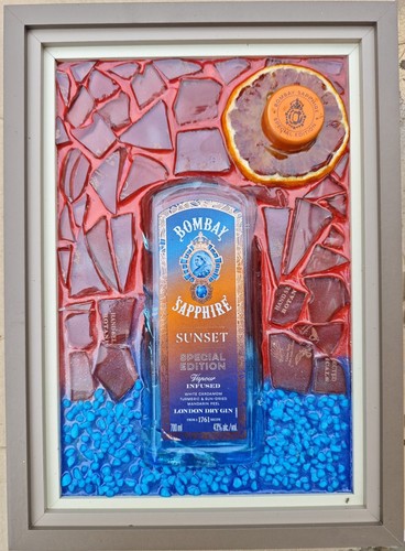 Quadro bottiglie gin con - bottiglie,