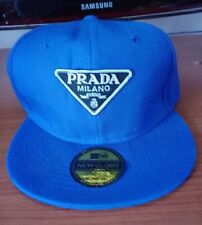 Cappellino Snapback Cap Flat Royal Blu Patch Toppa cucita Prada Triangle