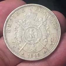 MONETAZIONE FRANCIA IMPERO NAPOLEONE III 5 FRANCHI ARGENTO  1868