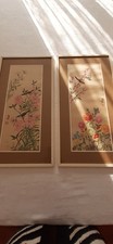 2 Dipinti Su Seta Vintage