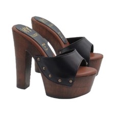 Zoccoli da donna con tacco a blocco 14cm - Made in Italy  - MY3430 NERO