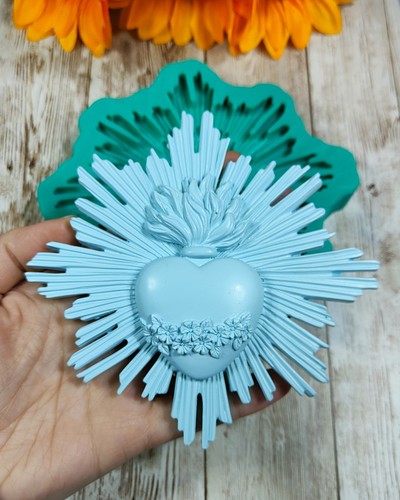 Stampo cuore sacro con fiori - sacro,