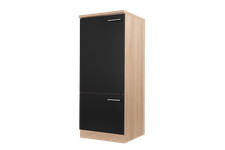 Mobile Incasso Frigorifero 60 CM Rovere Ruvido-Segato Nero Merle
