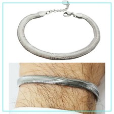 Bracciale da uomo in acciaio inox braccialetto snake maglia di serpente argento 