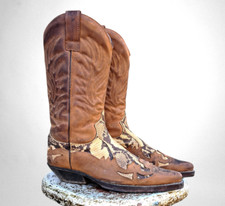 Stivali uomo pelle pitone cowboy boots santiago vintage 43
