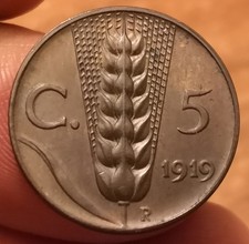 Moneta 5 Centesimi 1919 Spiga