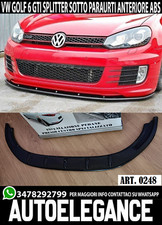 0248 VW GOLF 6 VI GTI SPLITTER SOTTO PARAURTI ANTERIORE NERO LUCIDO LAMA ABS .-