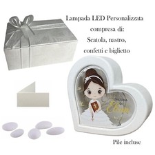 Bomboniera Cresima Bambina Lampada LED personalizzata. Tutto compreso!