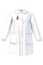 Siggi Grembiule Bambina asilo e scuola materna,bianco con ricamo, 2-3-4-5-6 ANNI
